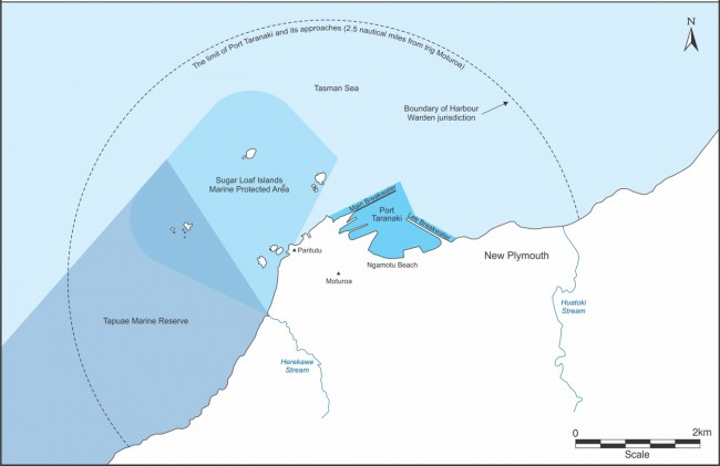 Map showing Port Taranaki and its approaches. 