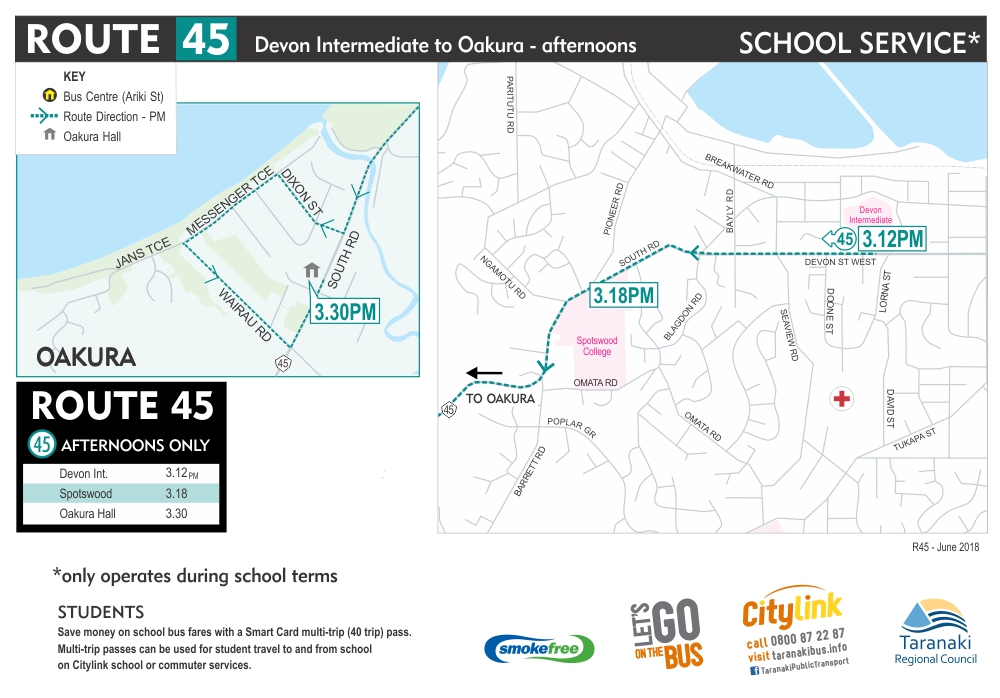 Citylink Route 45 map & timetable