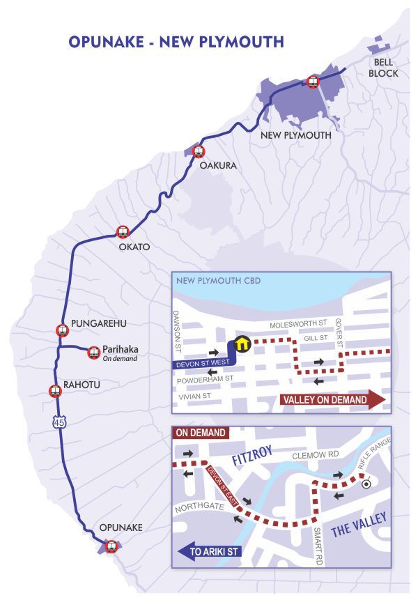 Southlink Ōpunake-New Plymouth bus route and timetable