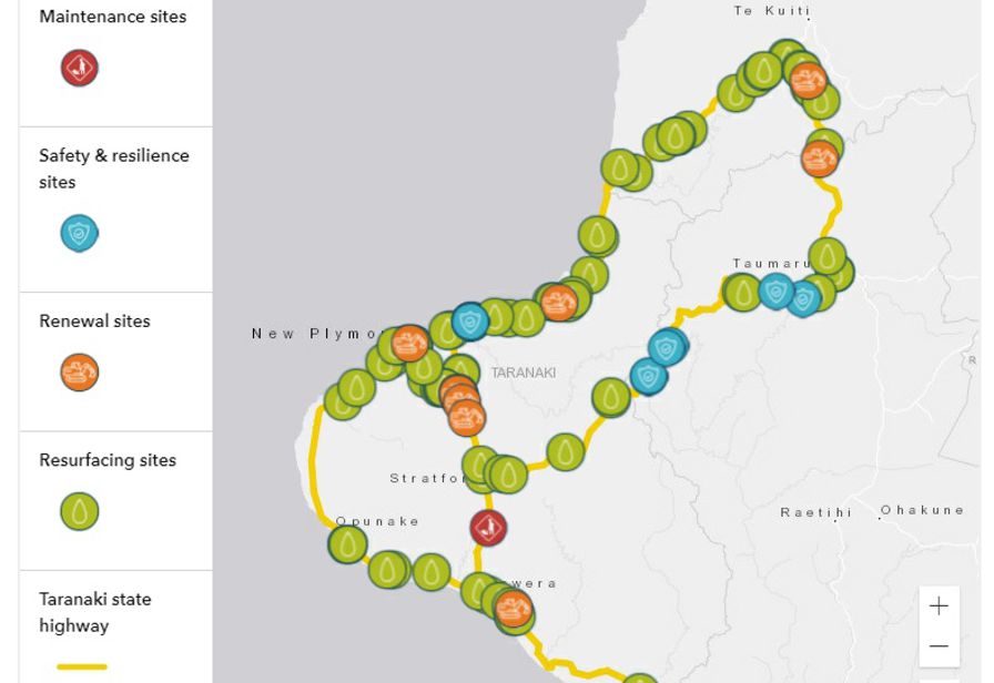 Taranaki roadworks summer 2020-2021