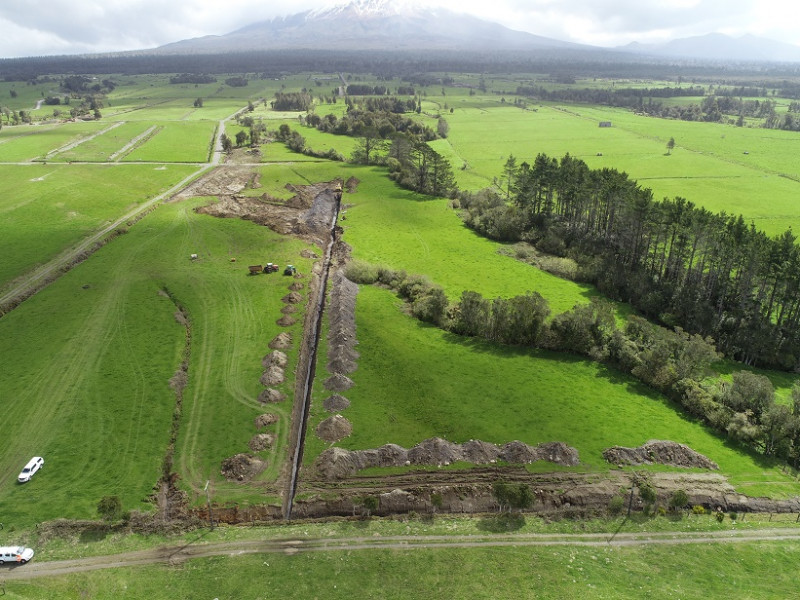 5 Diverson 2 Derby Rd in foreground Mt Taranaki in background from drone 29 10 2019