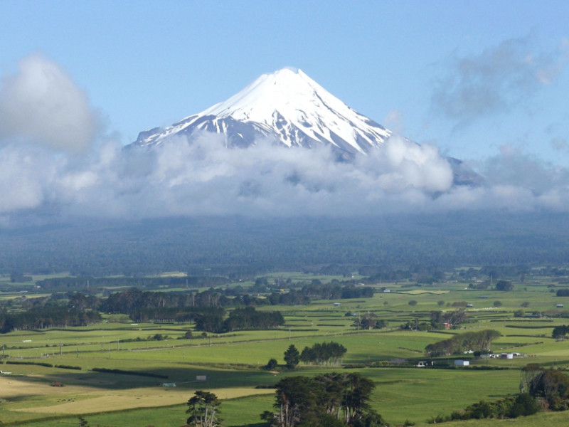 Mt Taranaki and clouds. Mountain and cloud