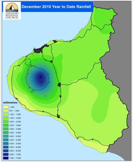 Rainfall distribution in 2010