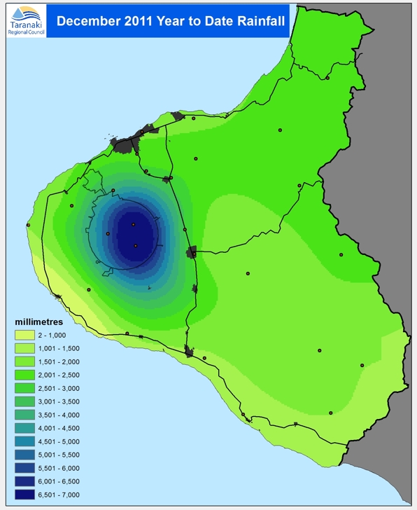 Rainfall distribution in 2011