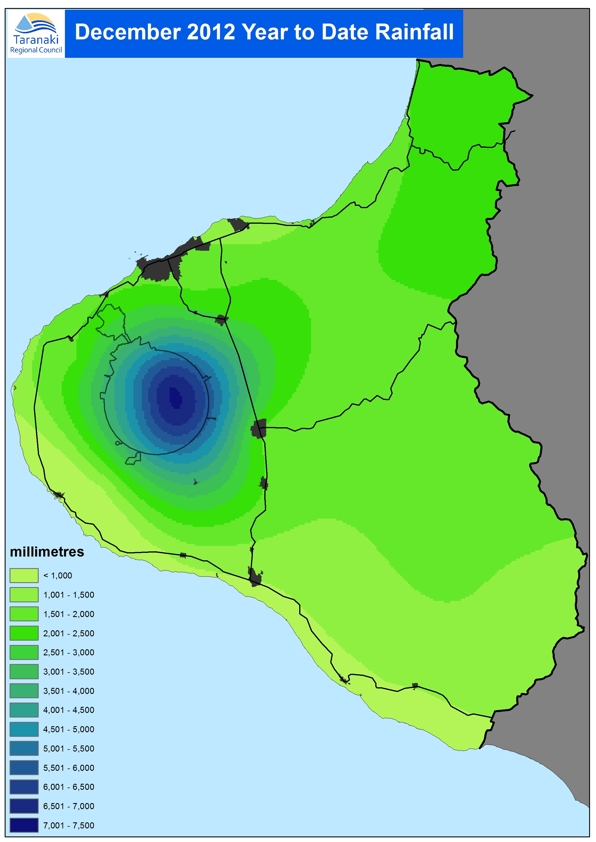 Rainfall distribution in 2012