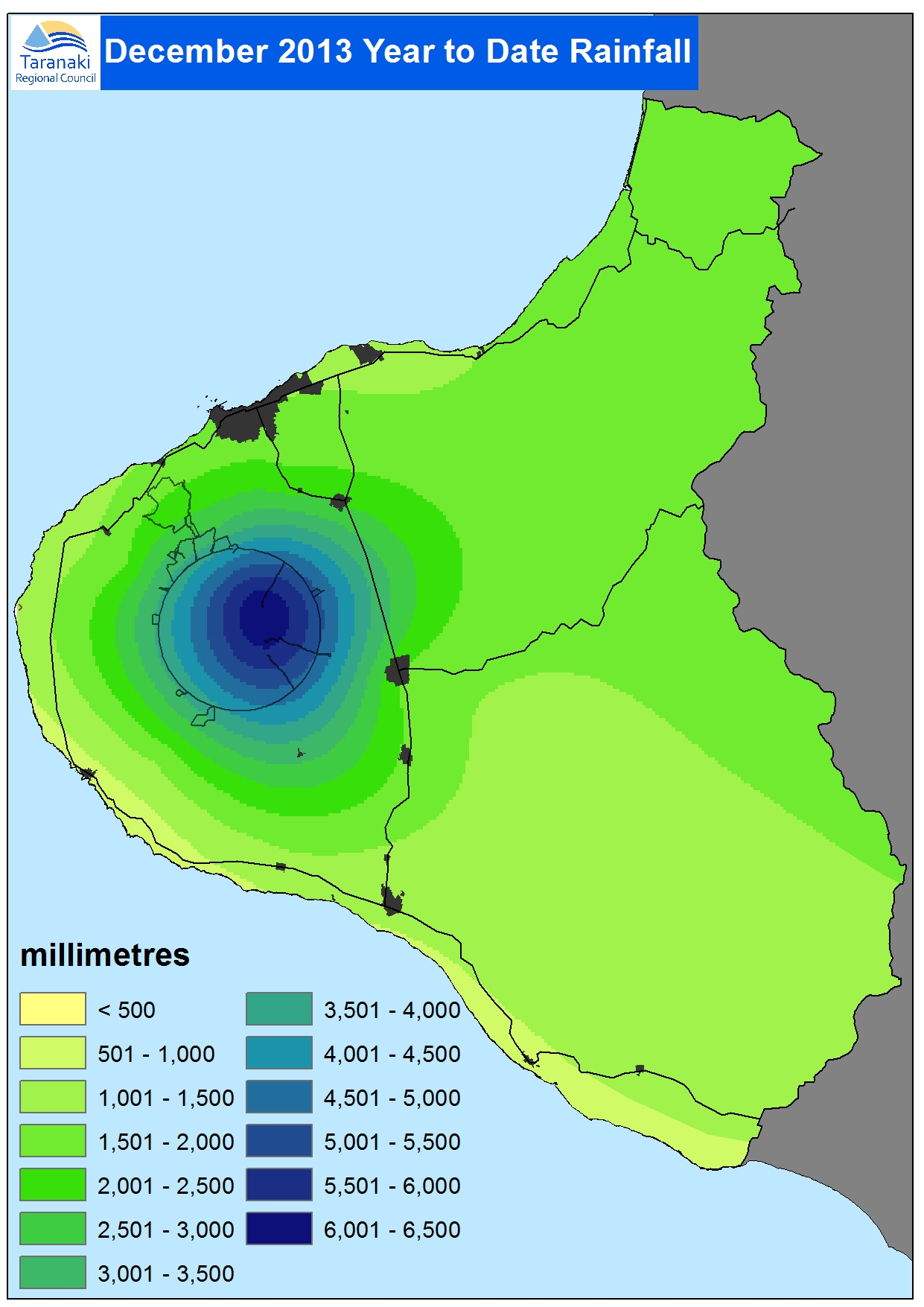 Rainfall distribution in 2013