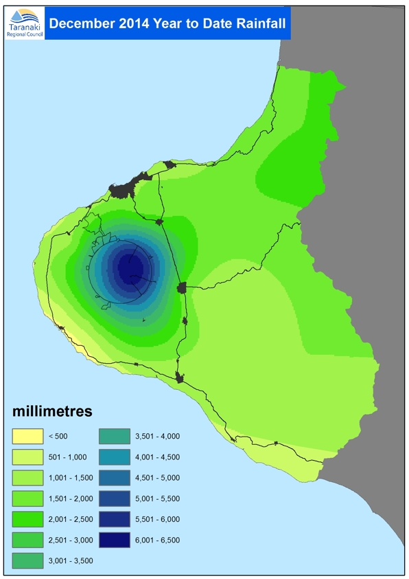 Rainfall distribution in 2014