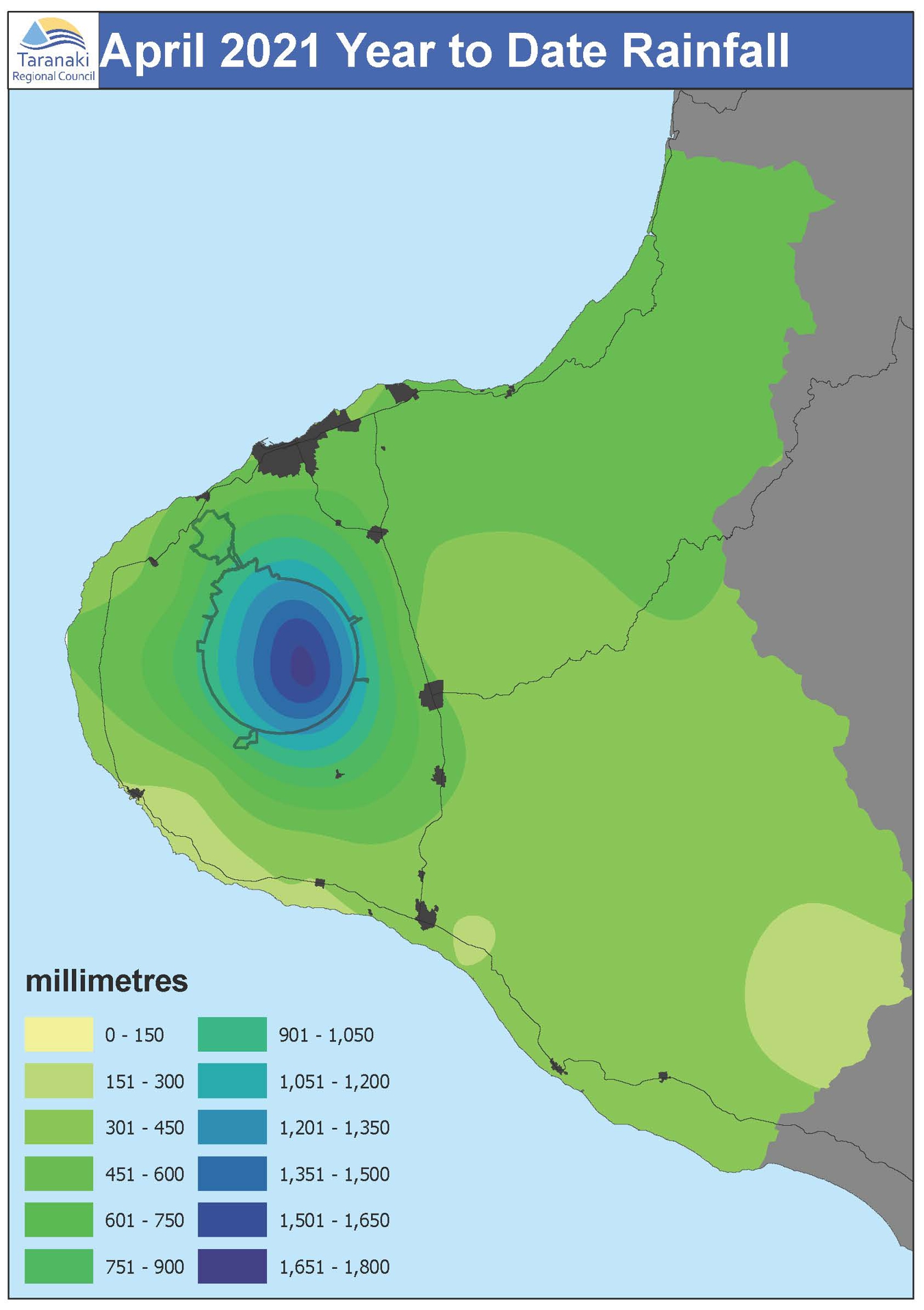 January-April 2021 rainfall distribution