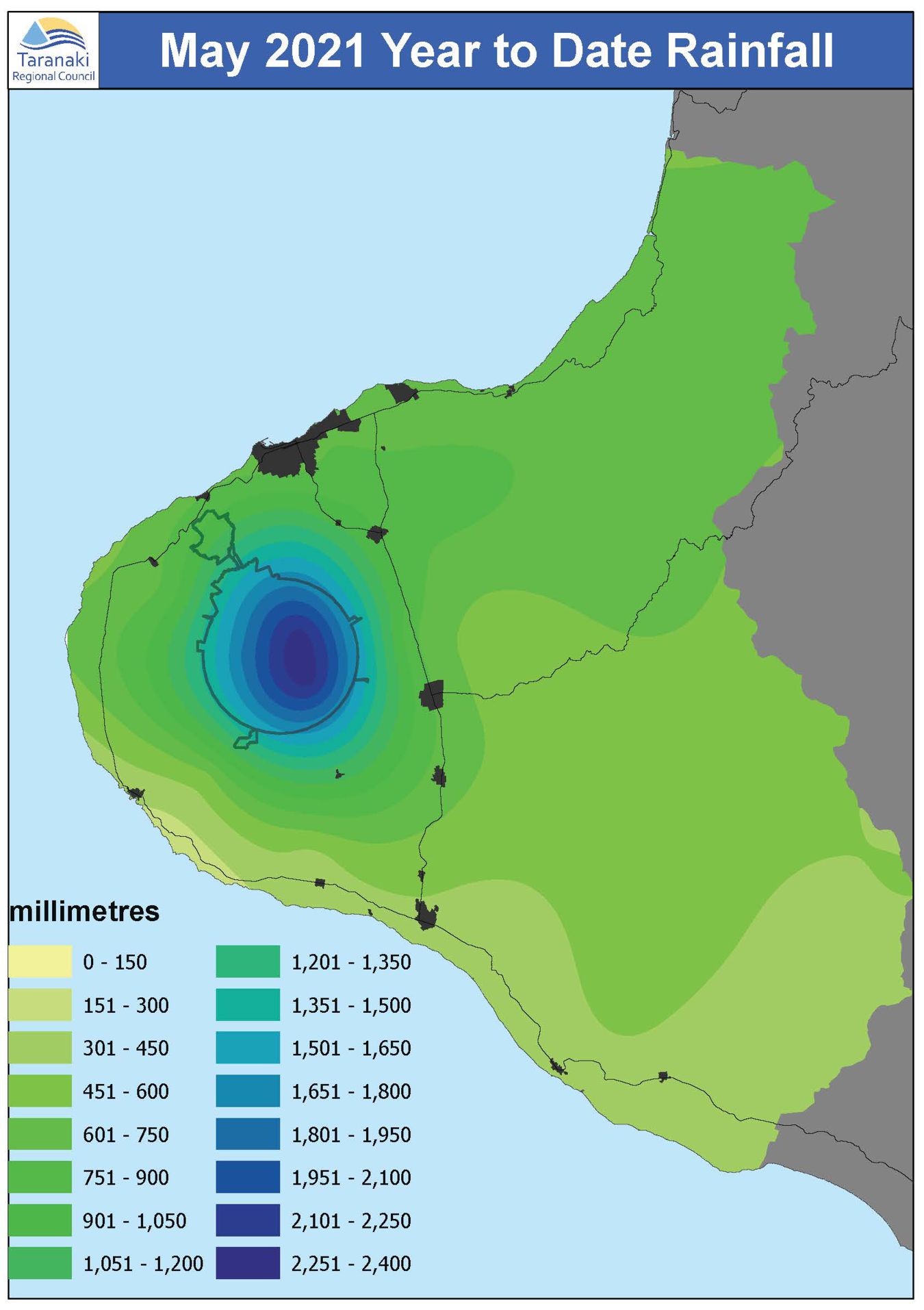 January-May 2021 rainfall distribution