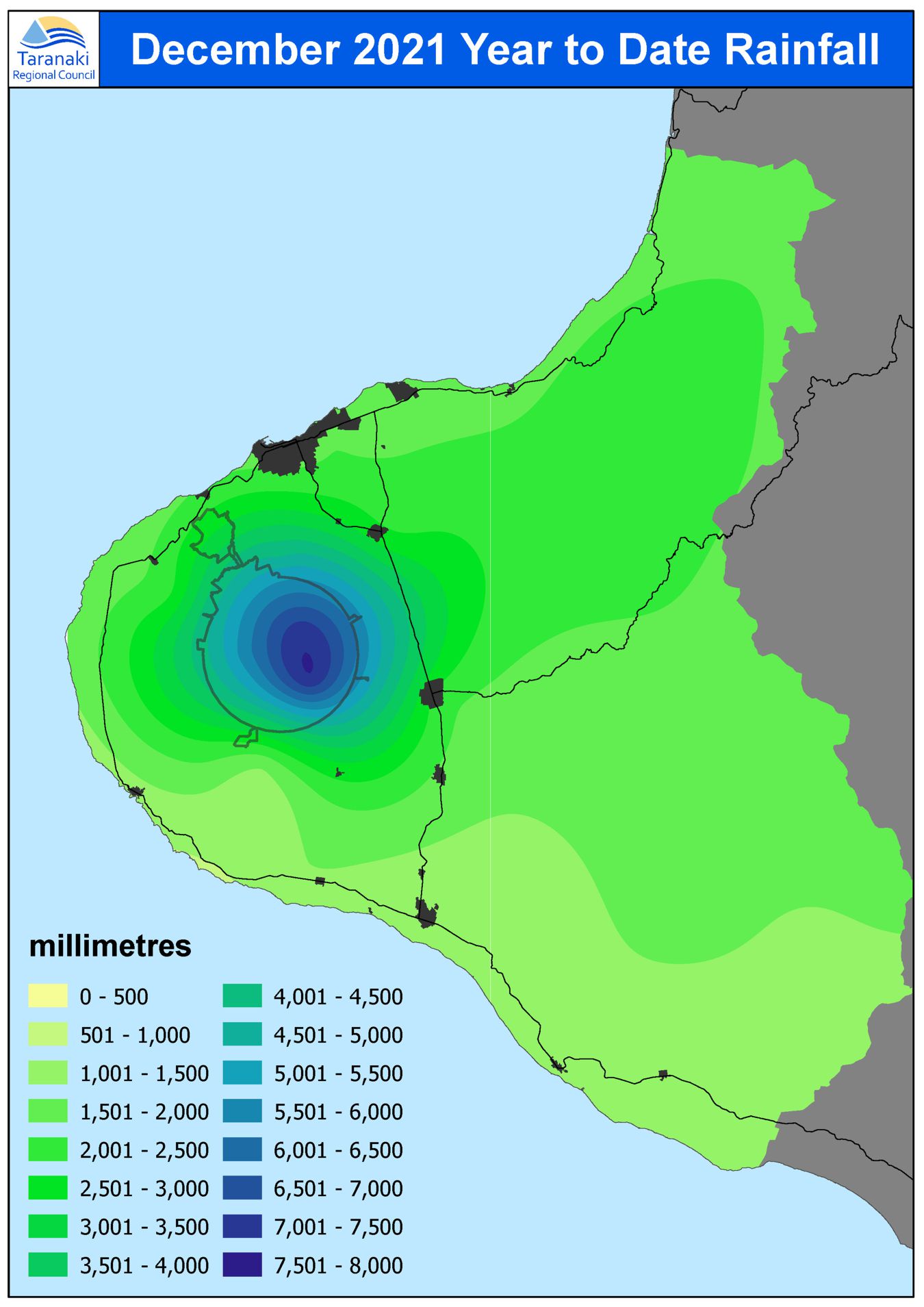 January-December 2021 rainfall distribution