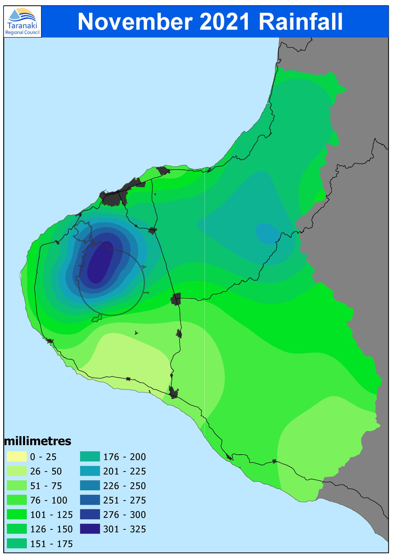November 2021 rainfall distribution (isohyet map)