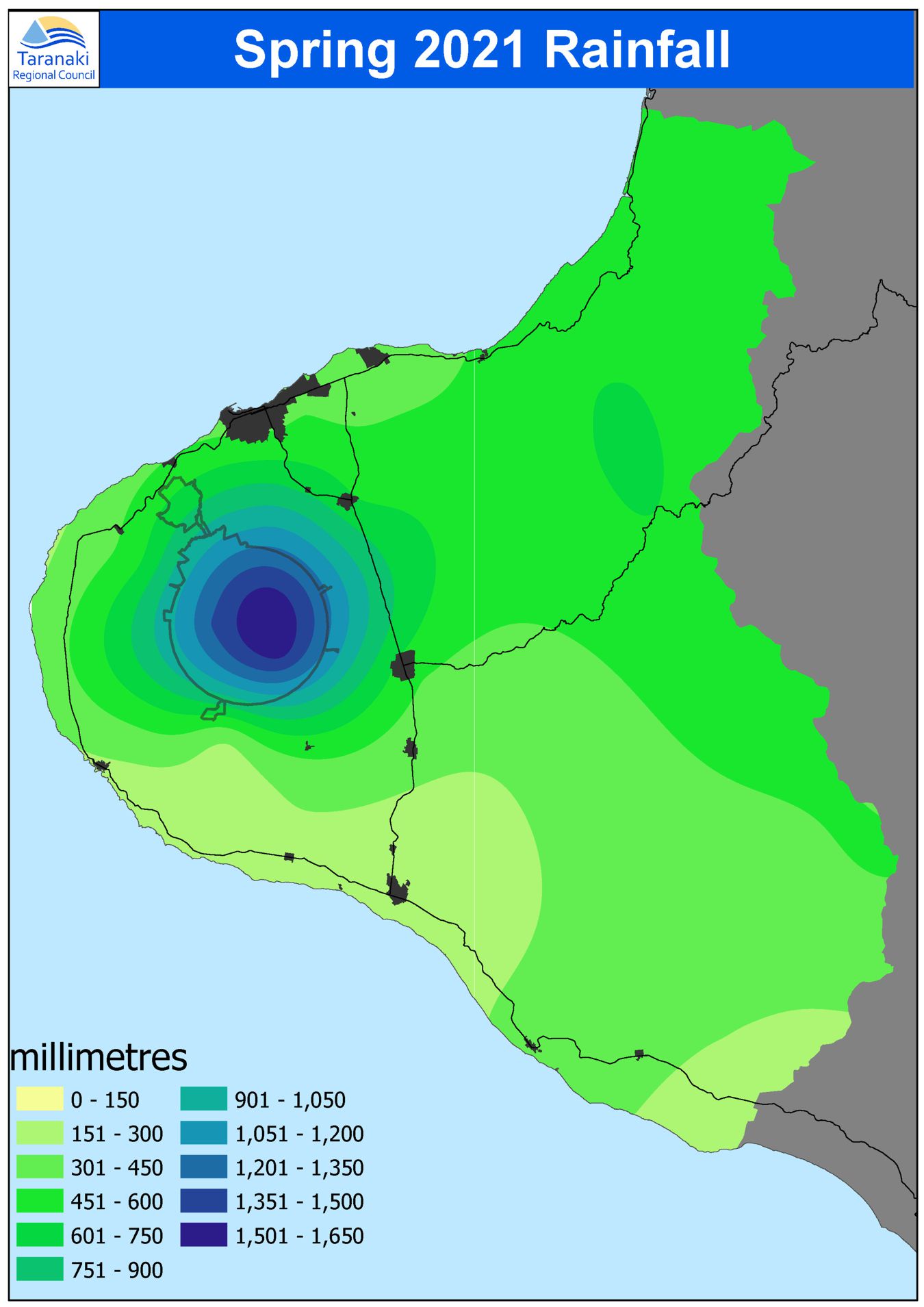 Spring 2021 rainfall disribution (isohyet map)