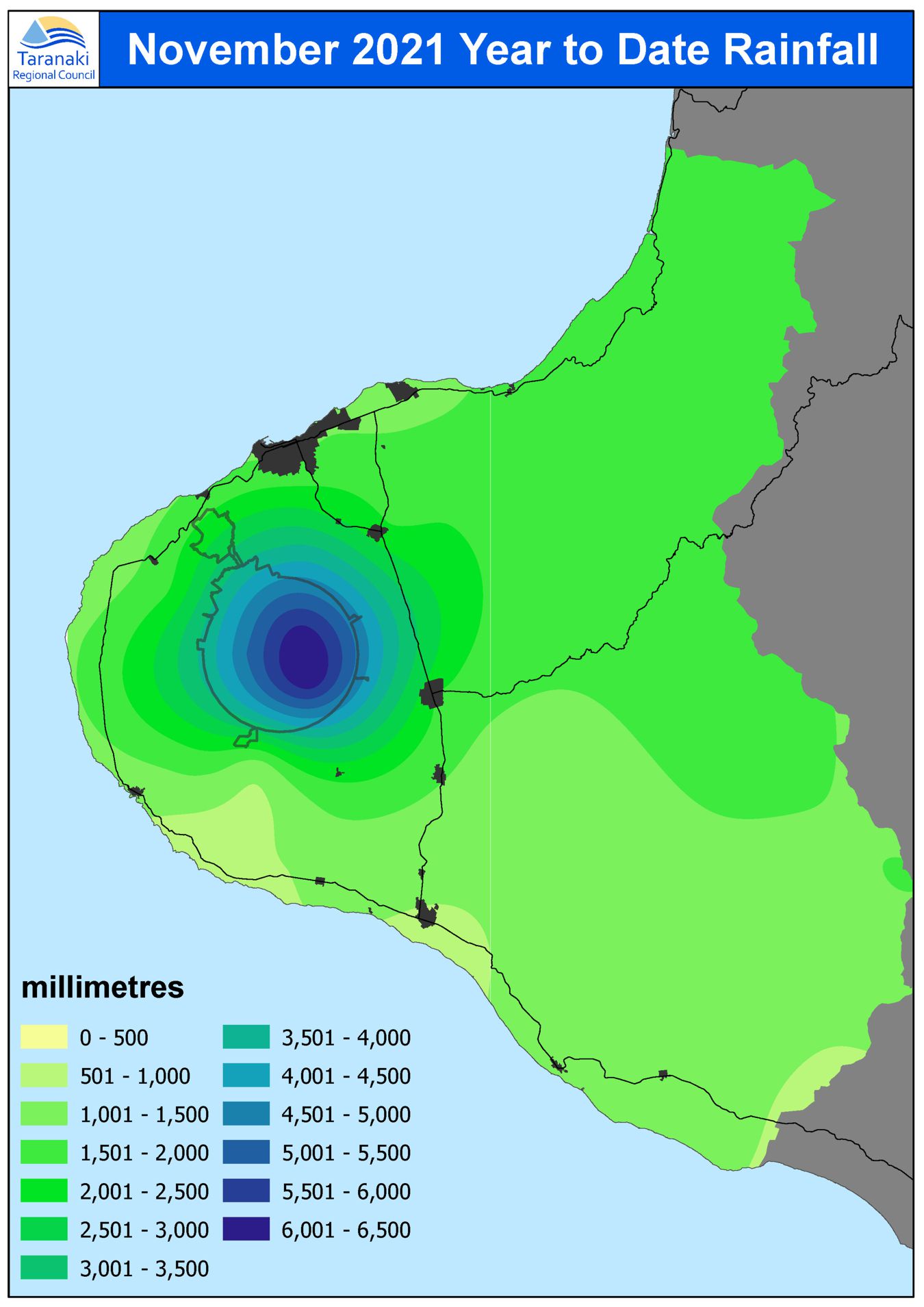 January - November 2021 rainfall distribution (isohyet map)