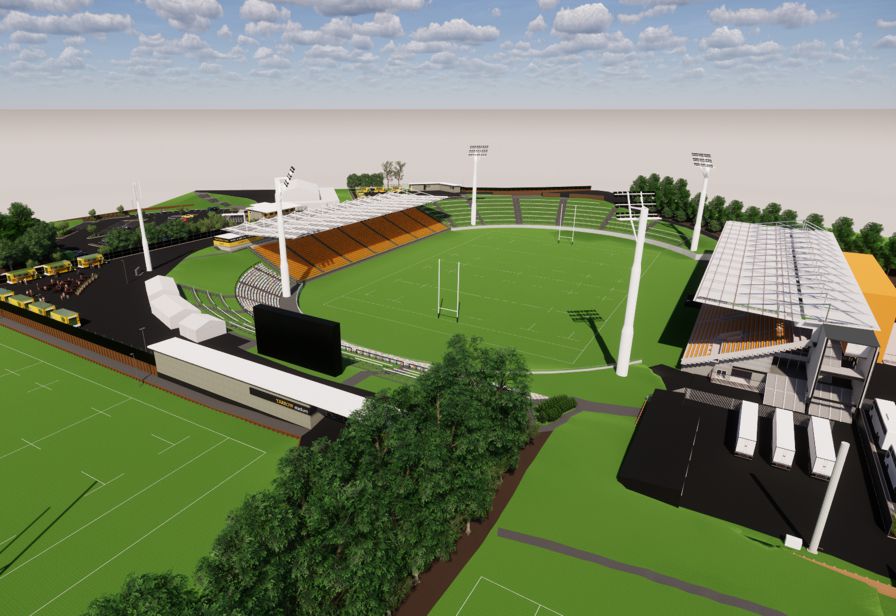 Artist's impression of repaired and refurbished Yarrow Stadium