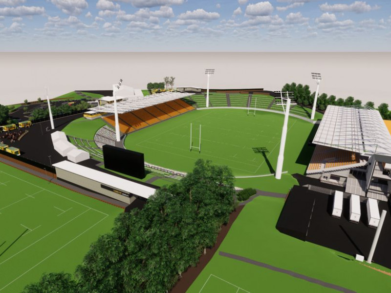 Artist's impression of repaired and refurbished Yarrow Stadium