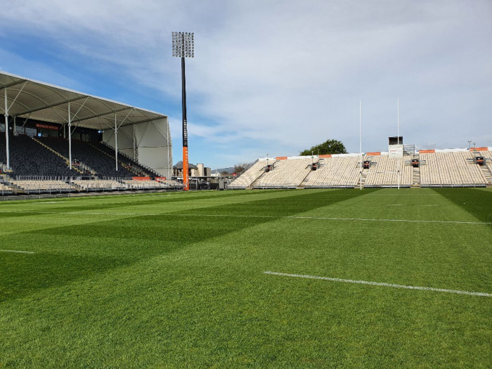 GrassMaster hybrid turf at Orangetheory Stadium, Christchurch