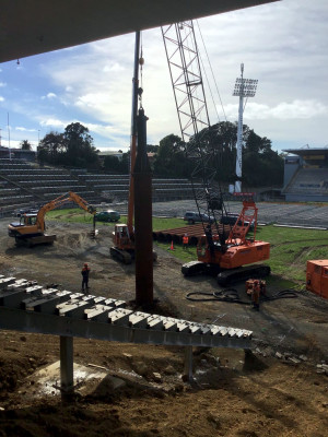 Pile-driving at West Stand May 2021