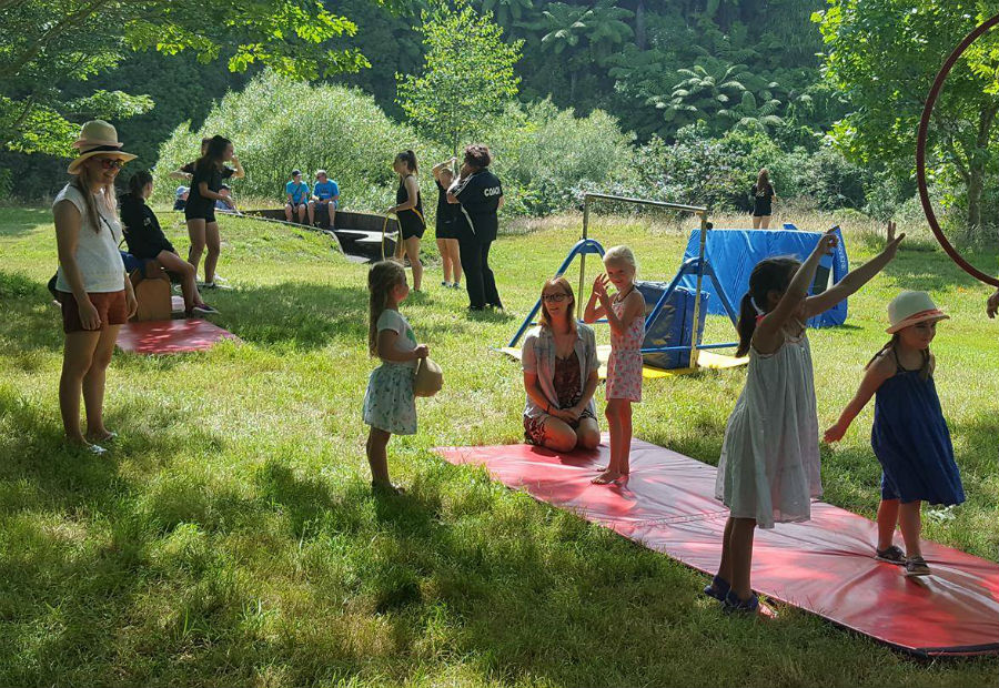 Families playing in the garden at Tūpare