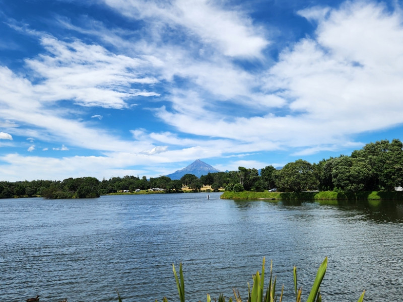 Mt Taranaki from Lake Rotomanu February 2024